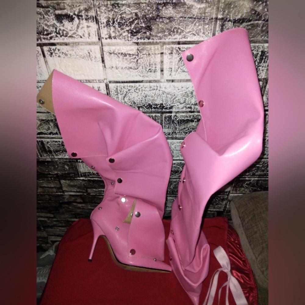 Pink High Heel Boots